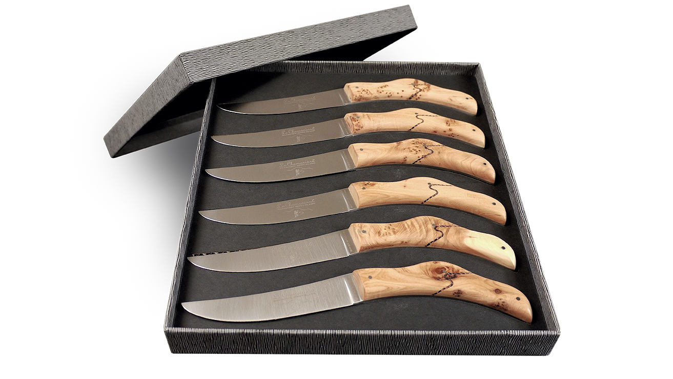 Set de 6 couteaux de table artisanal en genévrier