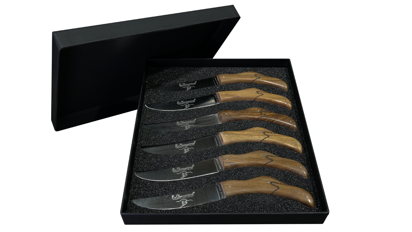 Set de 6 couteaux de table artisanal en noyer