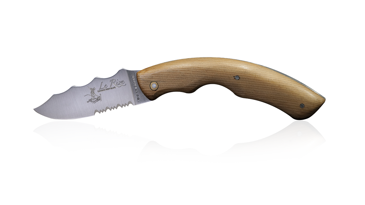 Couteau pliant artisanal  le Rize en arolle bois fossile