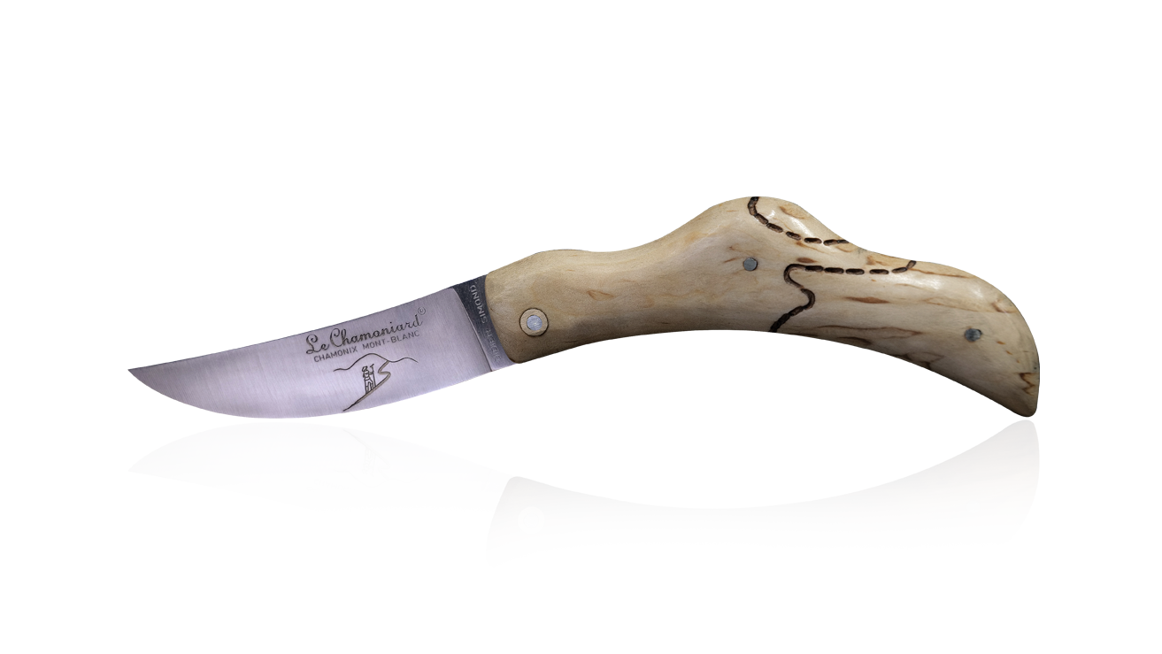 Petit couteau pliant artisanal en chablis de hêtre
