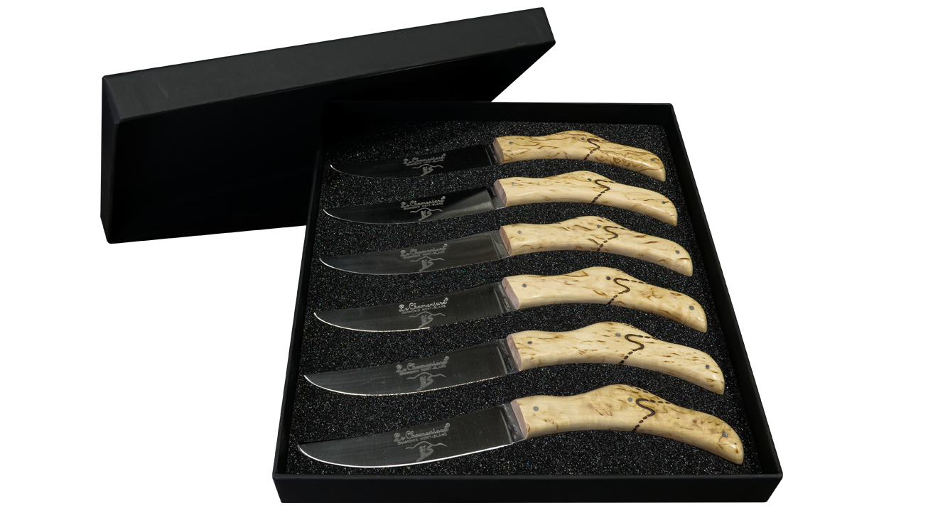 Coffret de 6 couteaux de table en noyer