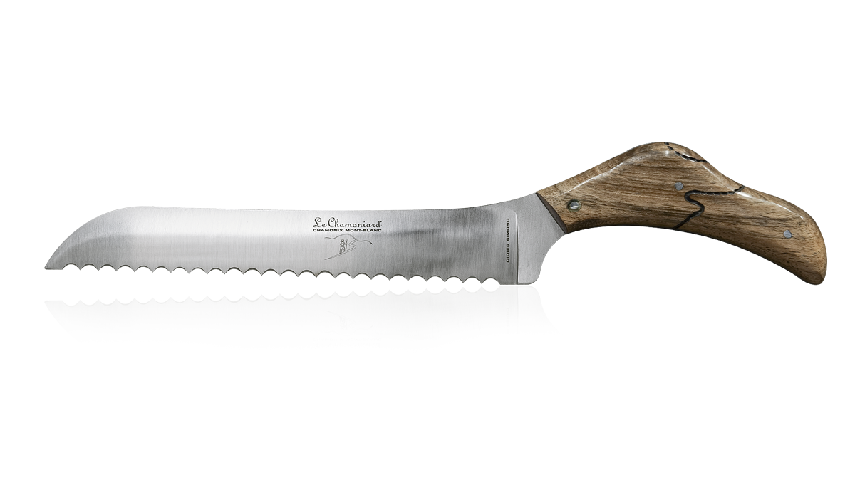 Couteau artisanal à pain en noyer